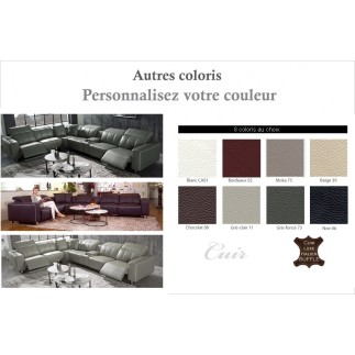 Solde de paiement: Canapé d'angle relax en cuir de buffle italien de luxe avec 2 relax électriques, 7/8 places, monte carlo, cou