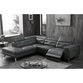 1er paiement de la commande: canapé d'angle avec un relax électrique en cuir de buffle italien de luxe 6 places revolax noir et