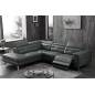 1er paiement de la commande: canapé d'angle avec un relax électrique en cuir de buffle italien de luxe 6 places revolax noir et