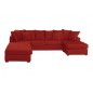 Canapé d'angle panoramique en tissu de qualité BELO, méridienne gauche, rouge
