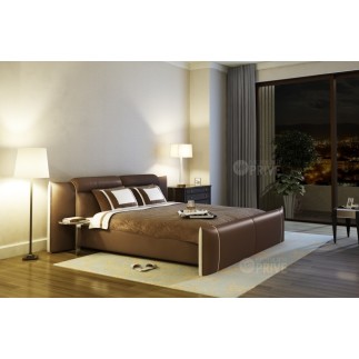Lit en cuir italien de luxe DORNA, chocolat