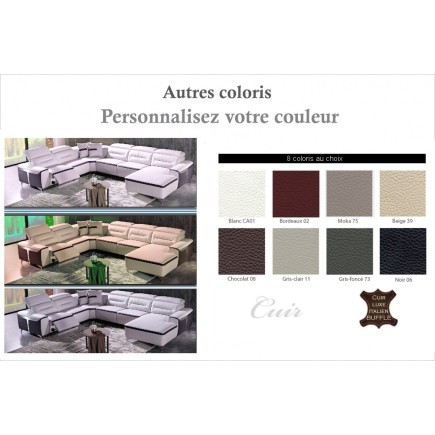 2EME paiement commande : Canapé d'angle relax électrique en cuir buffle italien de luxe: combirelax, coloris personnalisées, ang