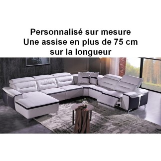 Canapé d'angle relax électrique en cuir buffle italien de luxe COMBIRELAX, sur mesure personnalisé sur demande du client une ass