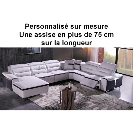 Canapé d'angle relax électrique en cuir buffle italien de luxe COMBIRELAX, sur mesure personnalisé sur demande du client une ass