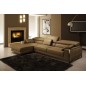 Canapé d'angle en cuir italien 5 places SUEDE, marron, angle gauche