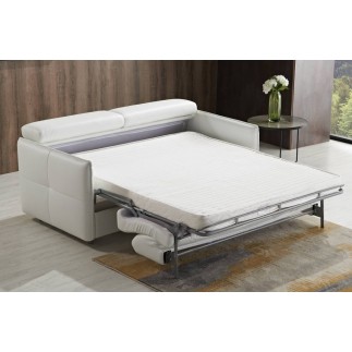 Canapé 3 places convertible en cuir italien buffle DELICIO, blanc