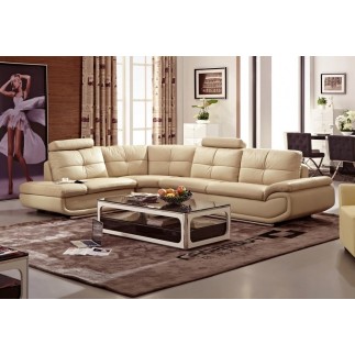 2eme paiement de la commande: canapé d'angle en cuir buffle italien de luxe 6/7 places bellaligna, beige, angle gauche, 6x sans