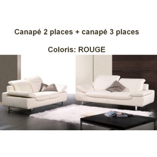 2EME paiement de la commande Casanoti: Canapé TORINO en cuir haut de gamme italien, ensemble: Canapé 3 places + canapé 2 places,