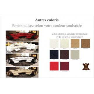 2EME paiement de la commande: Canapé d'angle en cuir italien 5/6 places petit excelia, Choix de la couleur principale : Gris fon