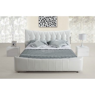 Lit en cuir italien de luxe CAMILLE, blanc, 140x190
