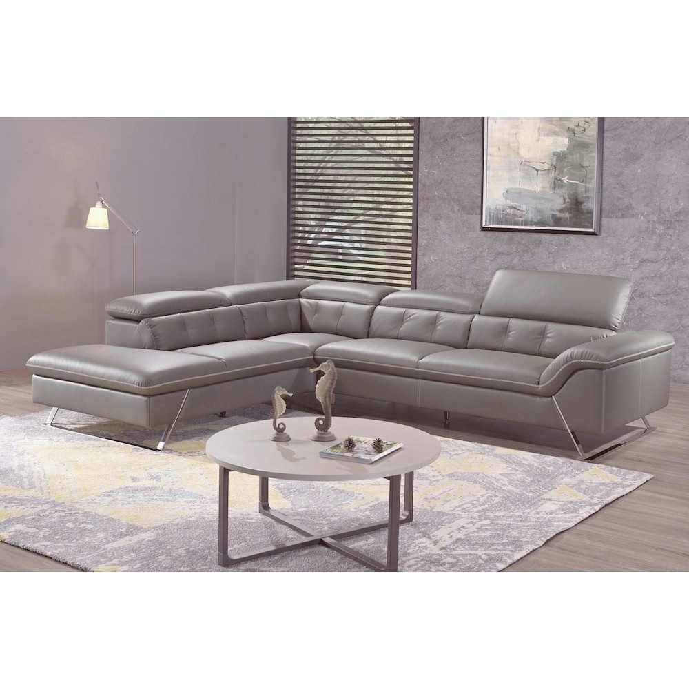 Paiement en 2x : Canapé d'angle en cuir de buffle italien de luxe 5/6 places vida, moka, angle gauche, surpiqure Moka, 2x sans f