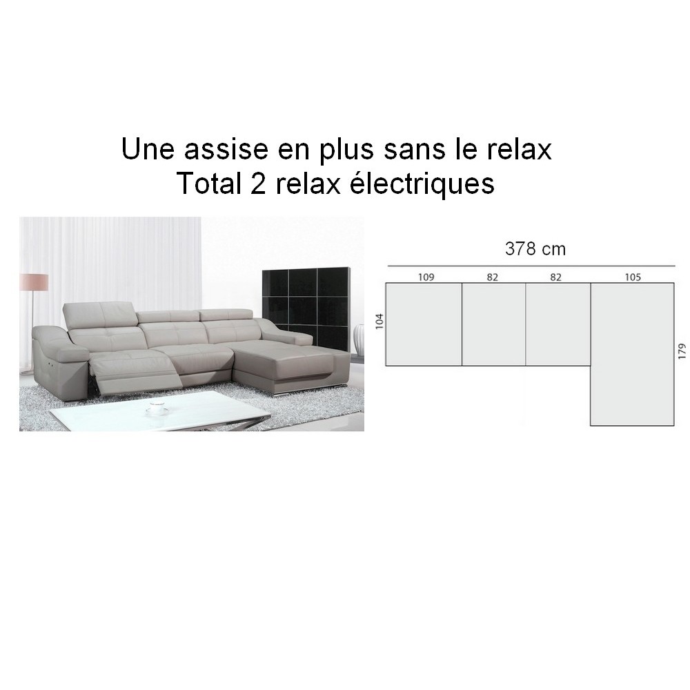 2eme paiement de la commande: Canapé d'angle double relax en cuir de buffle italien de luxe birelax personnalisé sur mesure avec