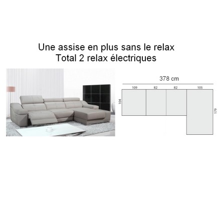 2eme paiement de la commande: Canapé d'angle double relax en cuir de buffle italien de luxe birelax personnalisé sur mesure avec