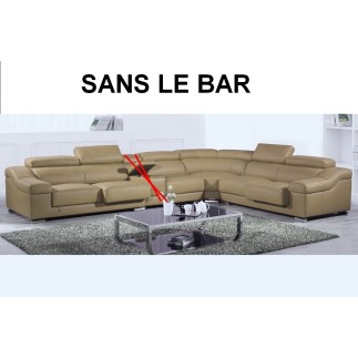 Canapé d'angle en cuir buffle italien de luxe 7 places londres Beige, angle droit, canapé personnalisé sur mesure sans le bar