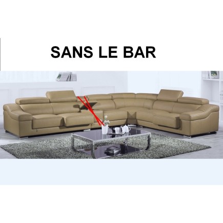 Canapé d'angle en cuir buffle italien de luxe 7 places londres Beige, angle droit, canapé personnalisé sur mesure sans le bar
