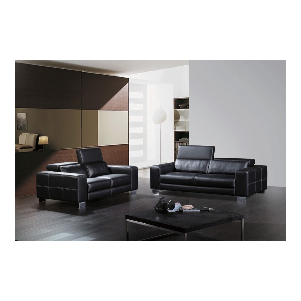 2EME paiement de la commande: Ensemble BOSTON, 3 pièces: canapé 3 places + 2 places + fauteuil en cuir haut de gamme italien vac