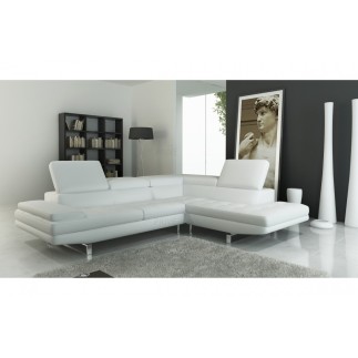 Canapé d'angle en cuir italien 6 places BIRKIN, blanc