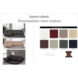 2eme paiement de la commande : Canapé d'angle cuir buffle italien 5 places , sardaigne, couleur personnalisée, angle gauche, Cho
