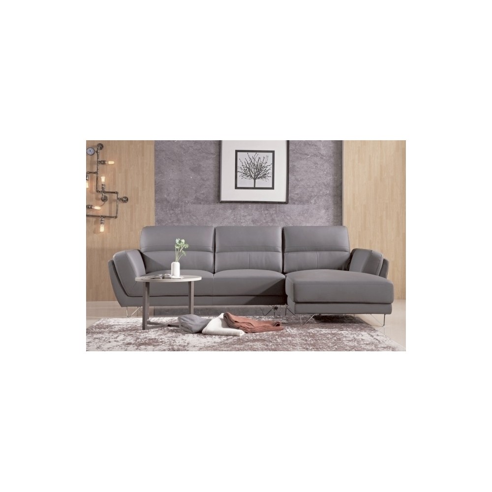 Canapé d'angle en cuir buffle italien de luxe 5 places COSTES, moka angle droit Canapé d'angle en cuir buffle italien de luxe 5 places COSTES, moka angle droit
