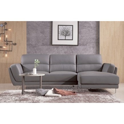 Canapé d'angle en cuir buffle italien de luxe 5 places COSTES, moka angle droit