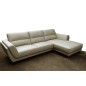 Canapé d'angle en cuir buffle italien de luxe 5 places COSTES, gris clair, angle droit, Gris clair pastel Canapé d'angle en cuir buffle italien de luxe 5 places COSTES, gris clair, angle droit, Gris clair pastel