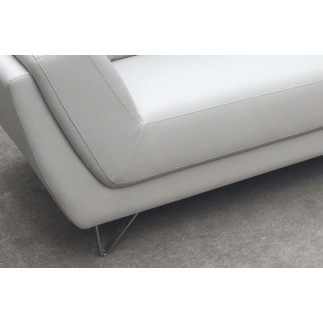Canapé d'angle en cuir buffle italien de luxe 5 places COSTES, gris clair, angle droit