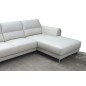 Canapé d'angle en cuir buffle italien de luxe 5 places COSTES, blanc, angle droit