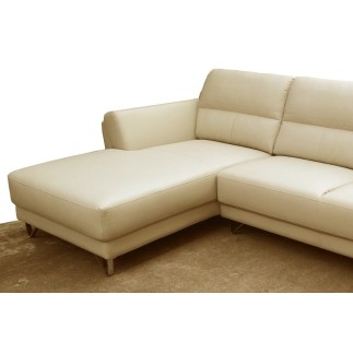 Canapé d'angle en cuir buffle italien de luxe 5 places COSTES beige, angle gauche