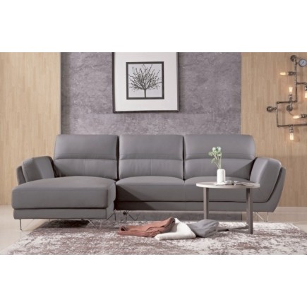 Canapé d'angle en cuir buffle italien de luxe 5 places COSTES moka, angle gauche