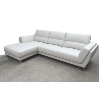 Canapé d'angle en cuir buffle italien de luxe 5 places COSTES blanc, angle gauche
