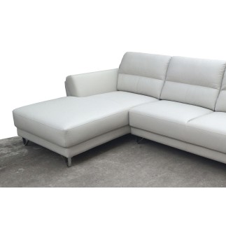 Canapé d'angle en cuir buffle italien de luxe 5 places COSTES blanc, angle gauche