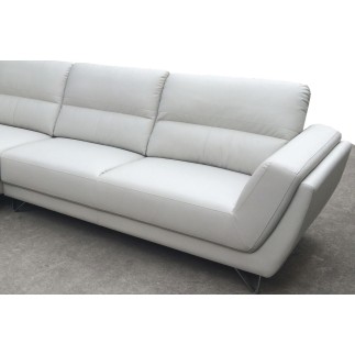 Canapé d'angle en cuir buffle italien de luxe 5 places COSTES blanc, angle gauche