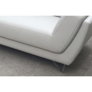 Canapé d'angle en cuir buffle italien de luxe 5 places COSTES blanc, angle gauche