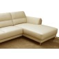 Canapé d'angle en cuir buffle italien de luxe 5 places COSTES, beige, angle droit