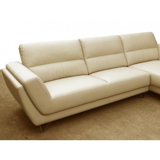 Canapé d'angle en cuir buffle italien de luxe 5 places COSTES, beige, angle droit