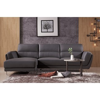 Canapé d'angle en cuir buffle italien de luxe 5 places COSTES chocolat, angle gauche