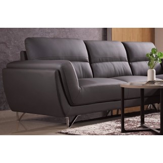 Canapé d'angle en cuir buffle italien de luxe 5 places COSTES, chocolat, angle droit