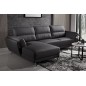 Canapé d'angle en cuir buffle italien de luxe 5 places COSTES noir, angle gauche