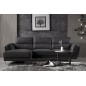 Canapé d'angle en cuir buffle italien de luxe 5 places COSTES noir, angle gauche