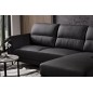Canapé d'angle en cuir buffle italien de luxe 5 places COSTES, noir, angle droit Canapé d'angle en cuir buffle italien de luxe 5 places COSTES, noir, angle droit
