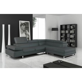 2eme paiement de la commande: Canapé d'angle en cuir italien 5/6 places - petit george, gris foncé, angle gauche, 6x sans frais,