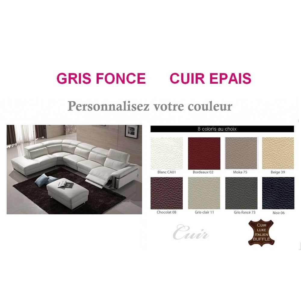 Deuxième paiement de la commande: Canapé d'angle relax en cuir EPAIS buffle italien de luxe RELAXINO, canapé personnalisée, angl
