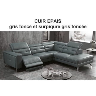 Solde de paiement 1413 €, commande Canapé d'angle avec un relax électrique en cuir EPAIS buffle italien de luxe 6 places REVOLAX