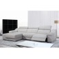 2eme paiement de la commande: canapé d'angle double relax en cuir de buffle italien de luxe 5 places birelax, blanc, angle gauch