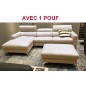 2eme paiement de la commande: Canapé d'angle en cuir buffle italien de luxe 5 places armano, beige, angle gauche, pouf en cuir d