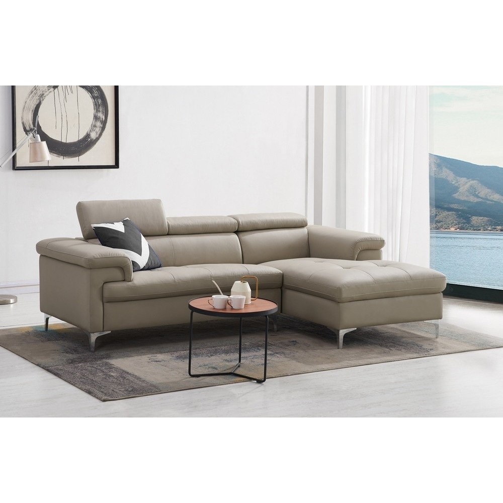 Canapé d'angle en cuir italien de luxe 5 places DILO, beige, angle droit