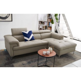 Canapé d'angle en cuir italien de luxe 5 places DILO, beige, angle droit