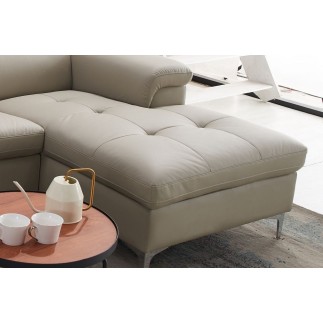 Canapé d'angle en cuir italien de luxe 5 places DILO, beige, angle droit