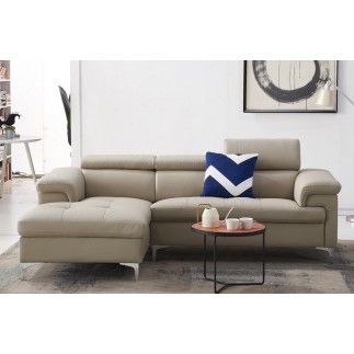 - Canapé d'angle en cuir italien de luxe 5 places DILO, beige, angle gauche