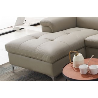 - Canapé d'angle en cuir italien de luxe 5 places DILO, beige, angle gauche